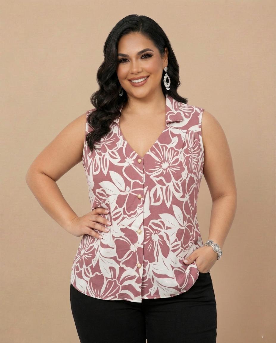 Blusa Floral Rosada