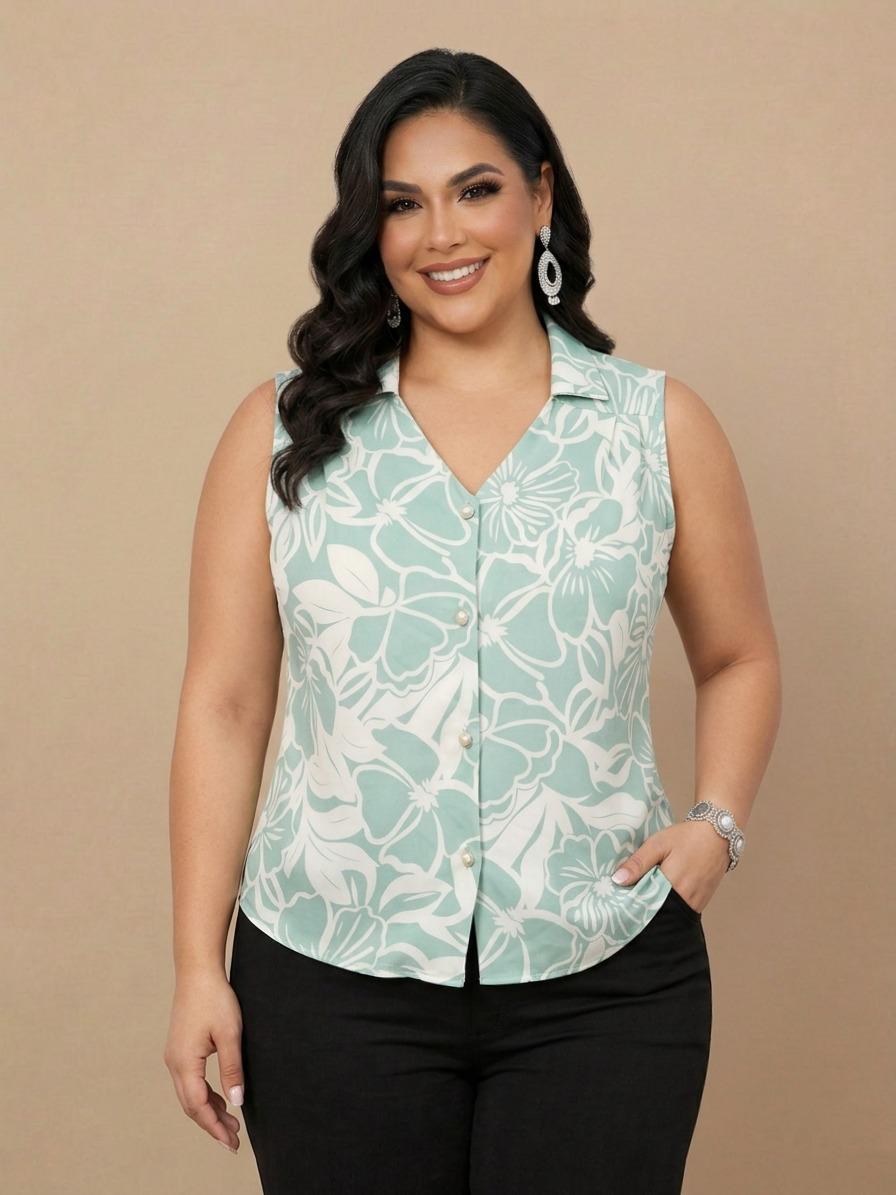 Blusa Floral Menta