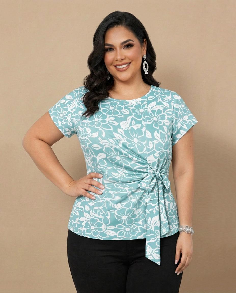 Blusa Floral Aqua