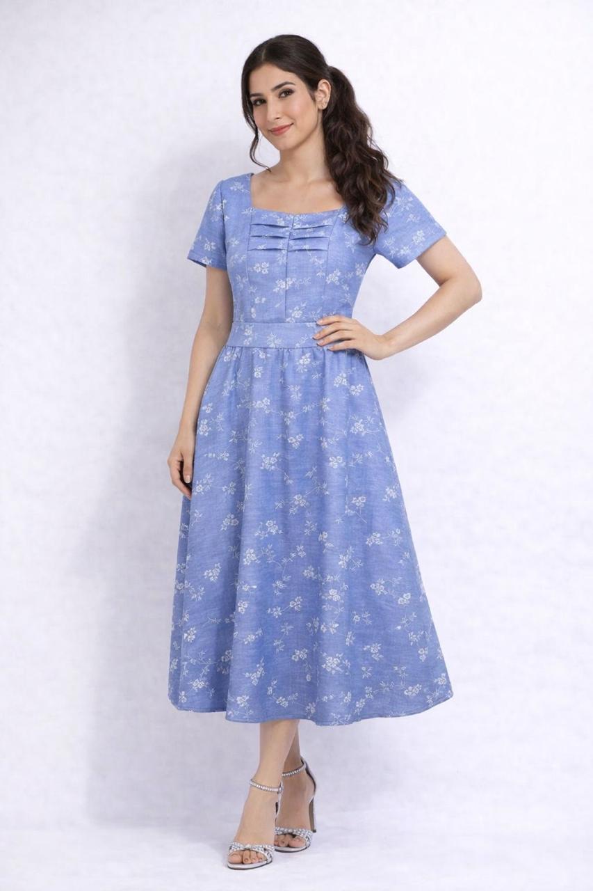 Vestido Azul Cielo Floral