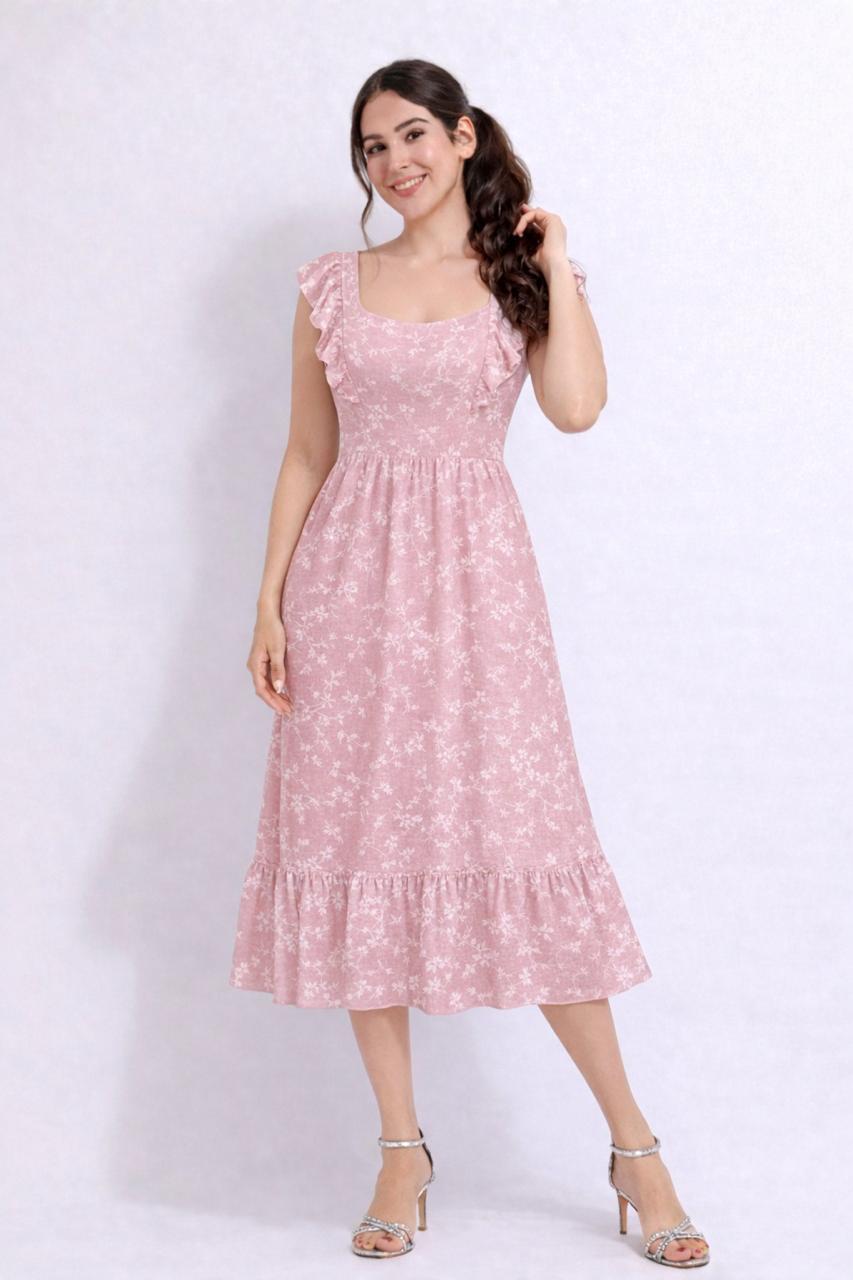 Vestido Rosa Volantes